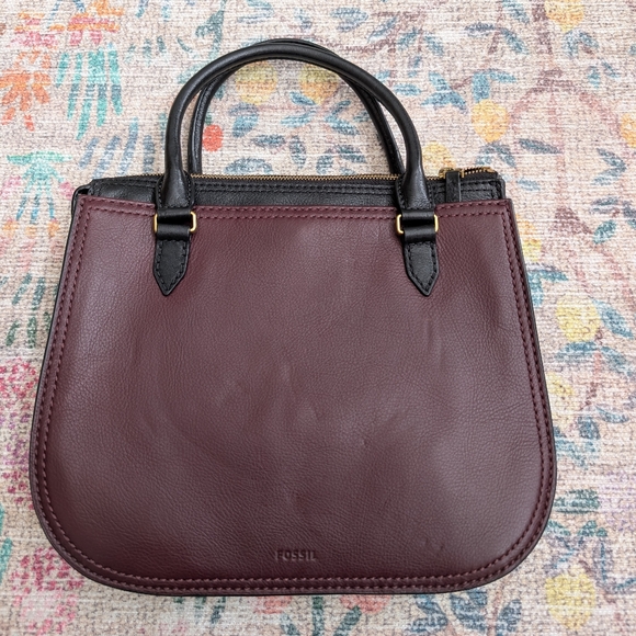 Fossil Ryder Leather Satchel in Burgundy - Picture 4 of 11